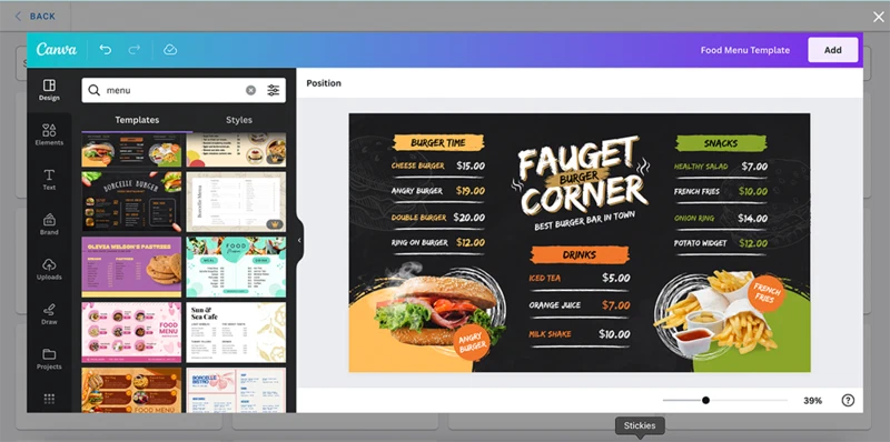 Canva Menu Template