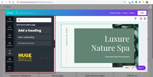 Canva side editor