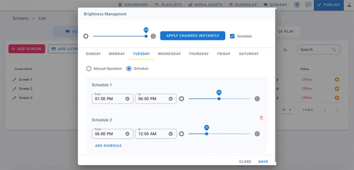 Scheduled Brightness Management