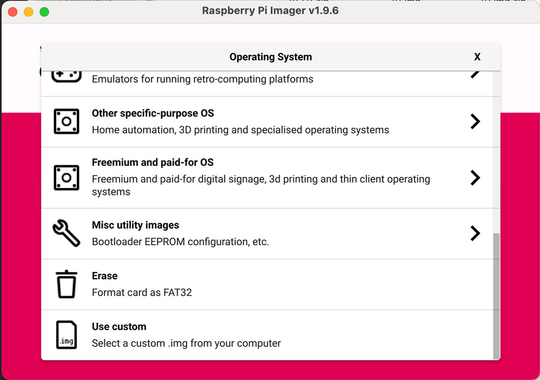 choose custom OS