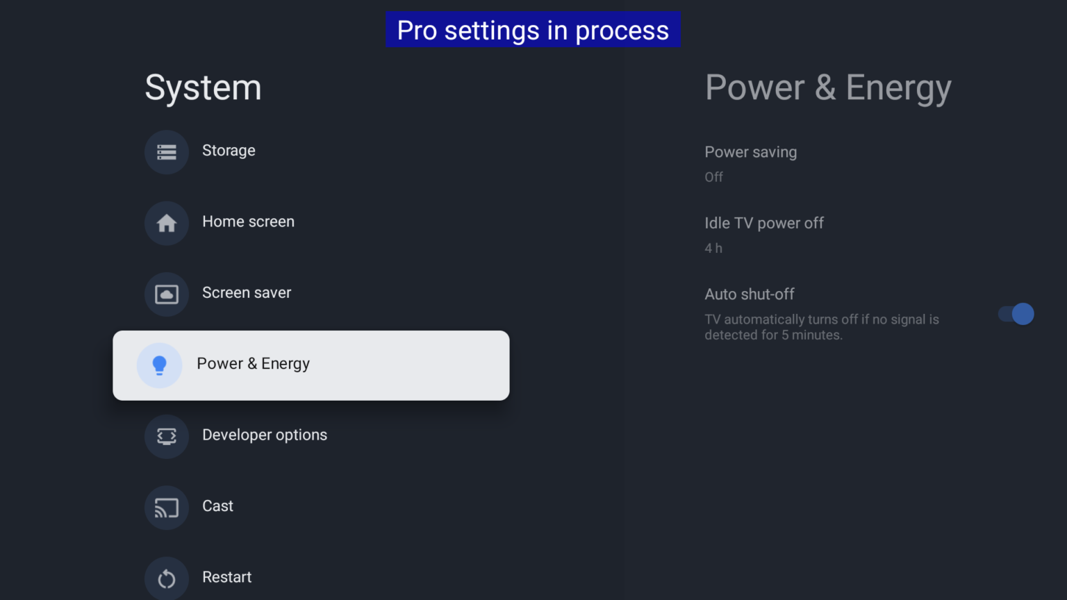 Sony disable power saving mode