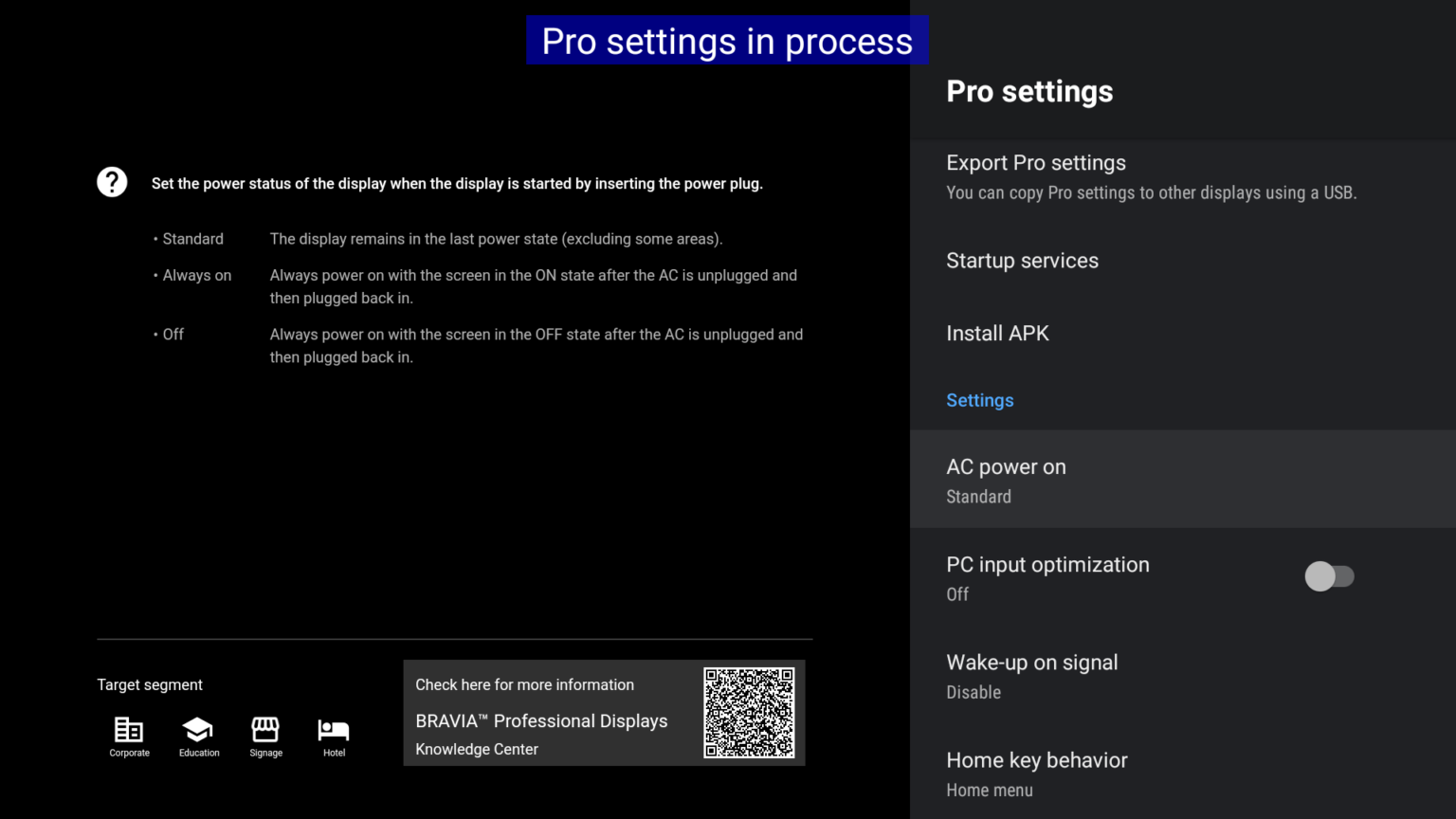 Sony power scheduling