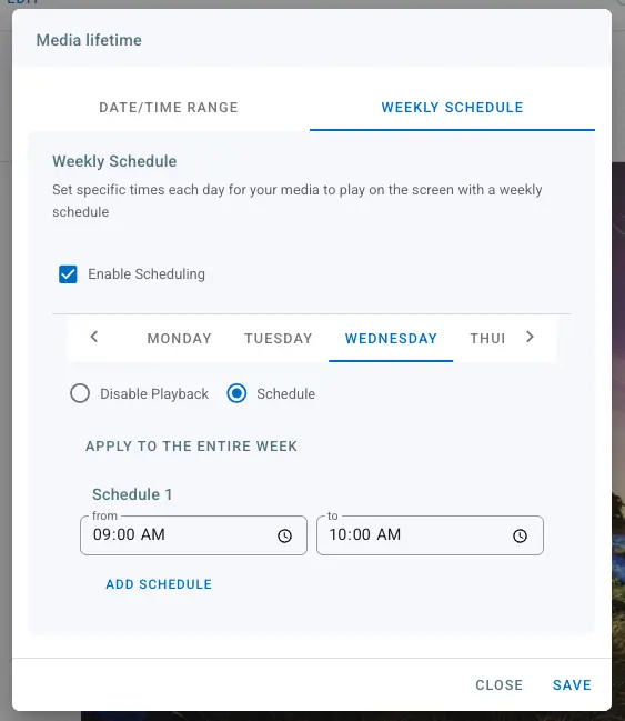 Schedule Media Lifetime