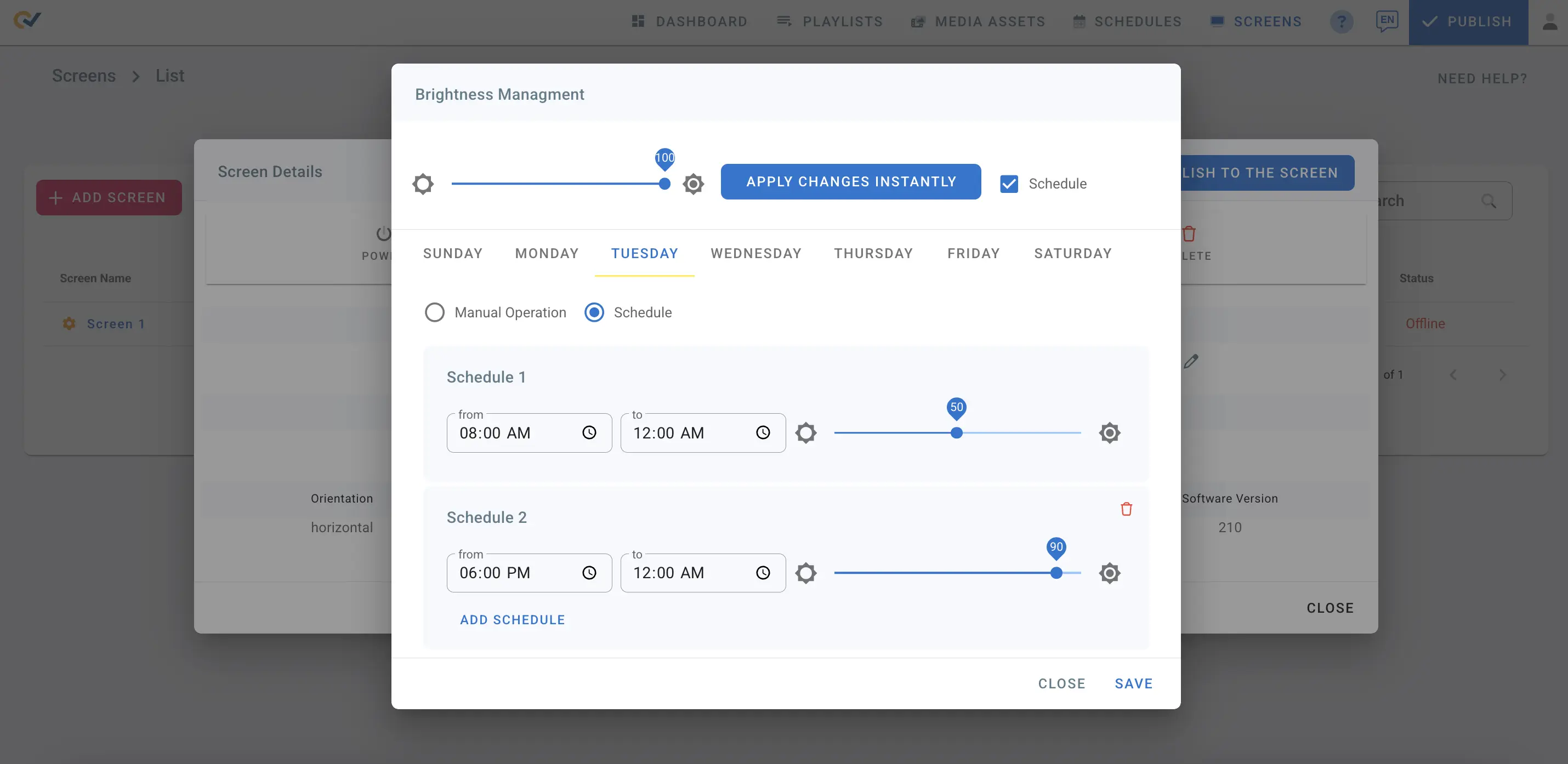 Schedule Brightness Management