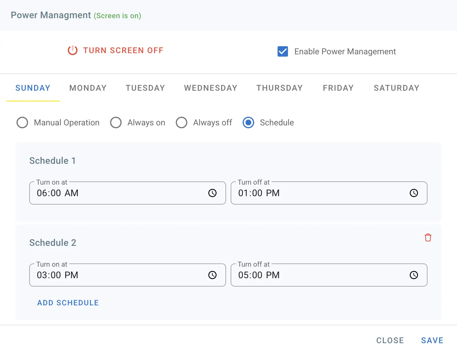 Schedule Power Management