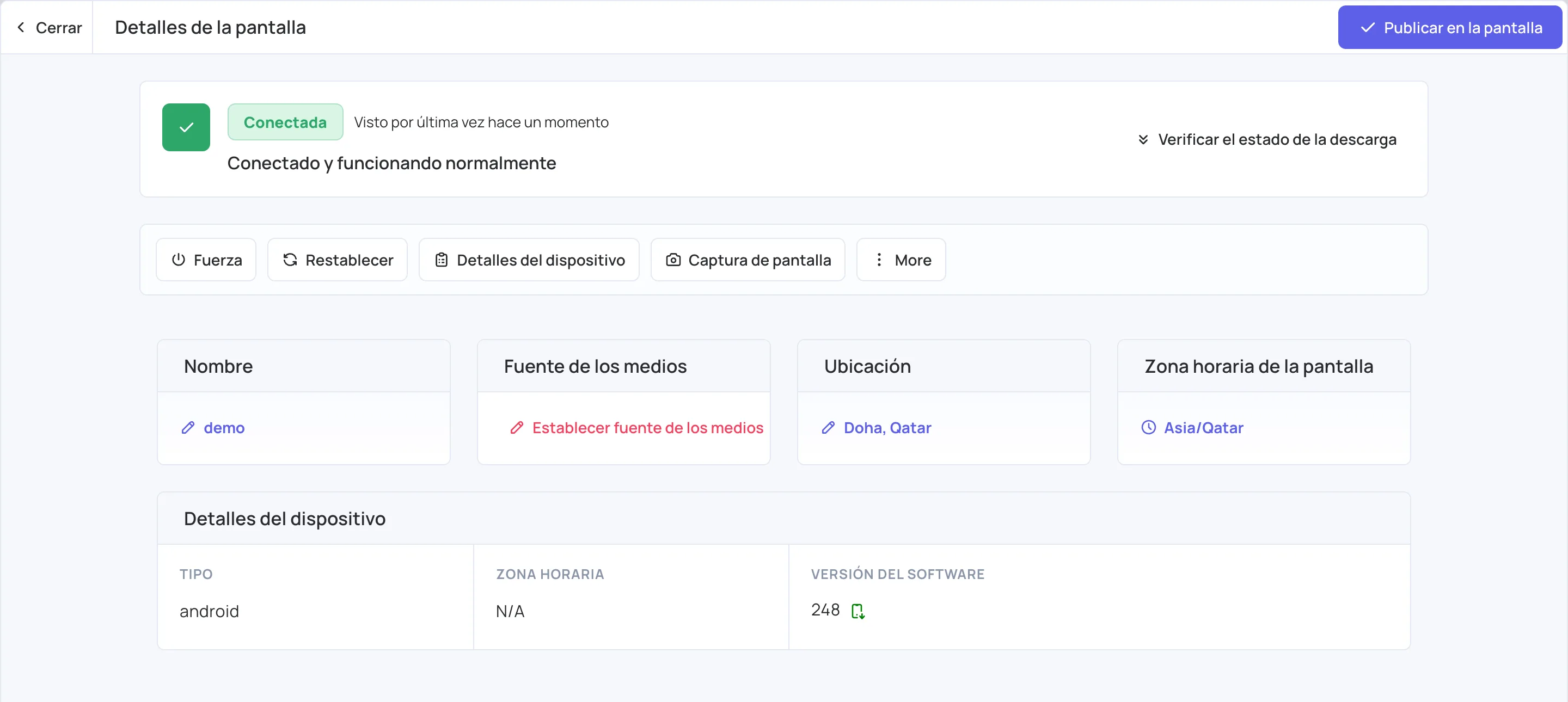 Detalles de la pantalla