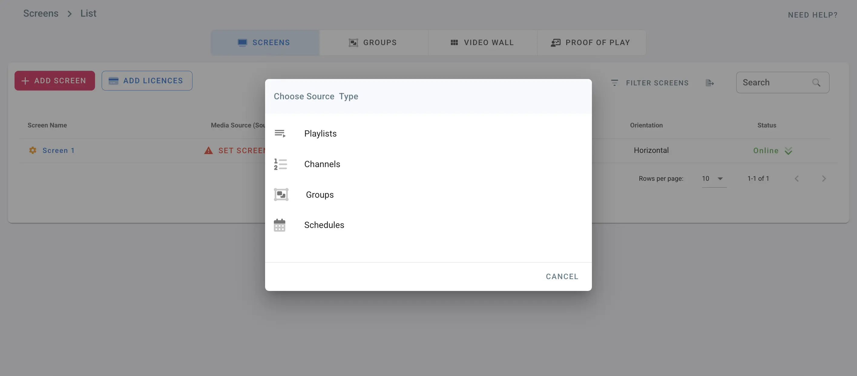 Choose Source Type