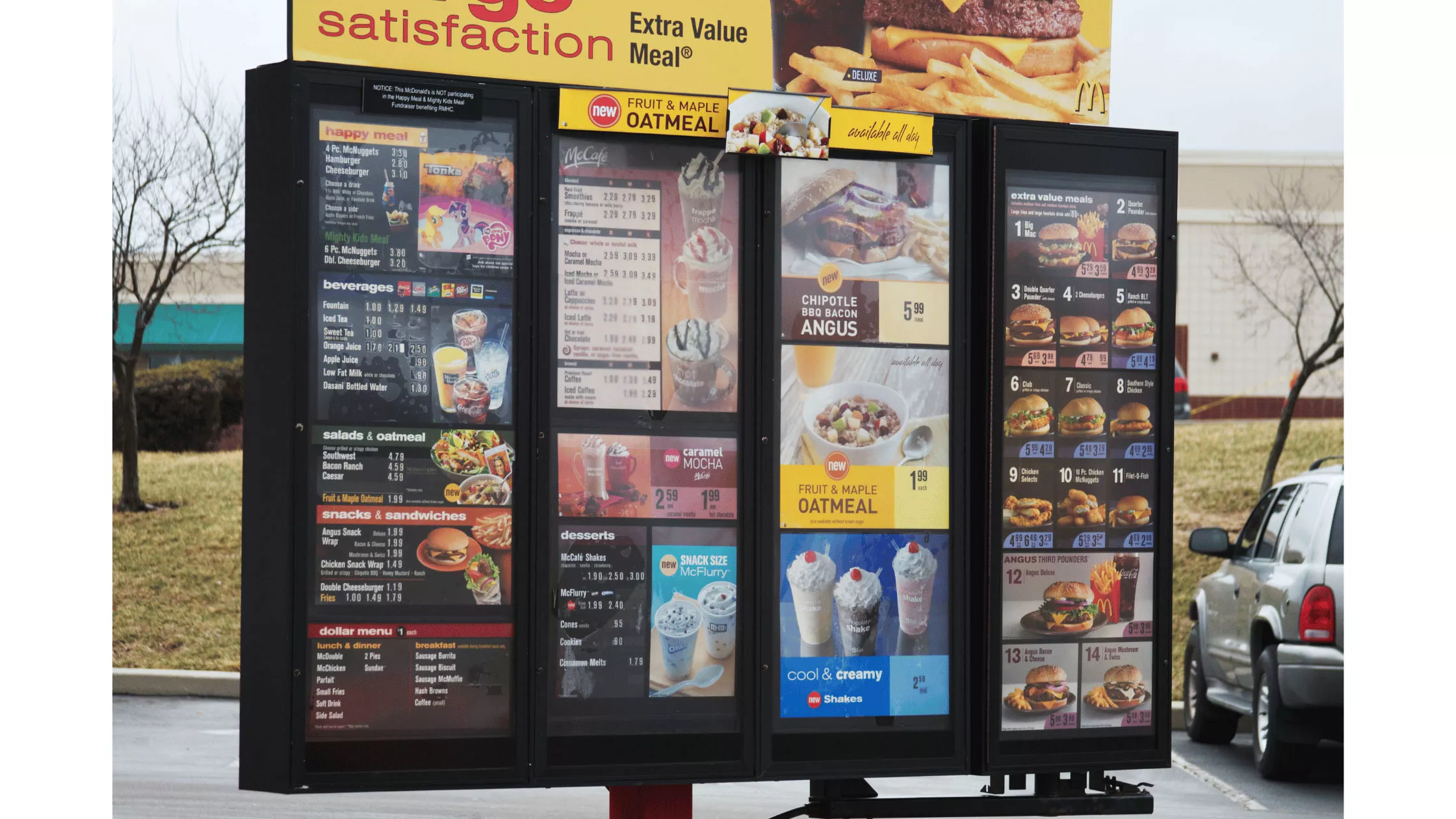 Drive thru digital menu board