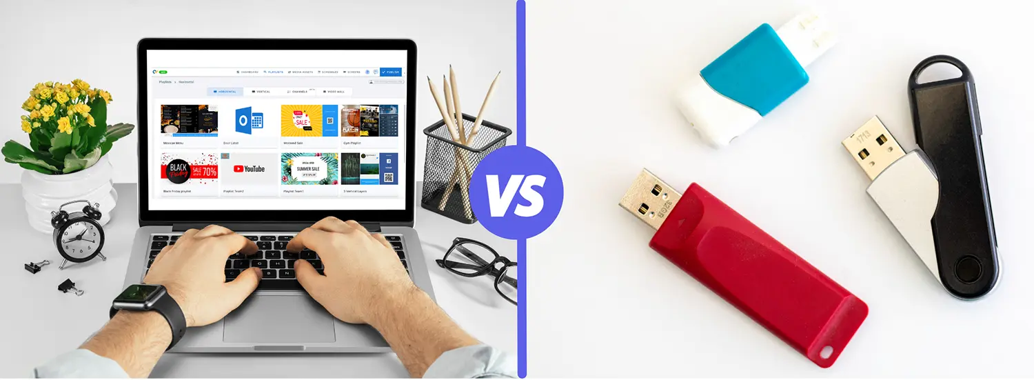 digital signage vs usb stick